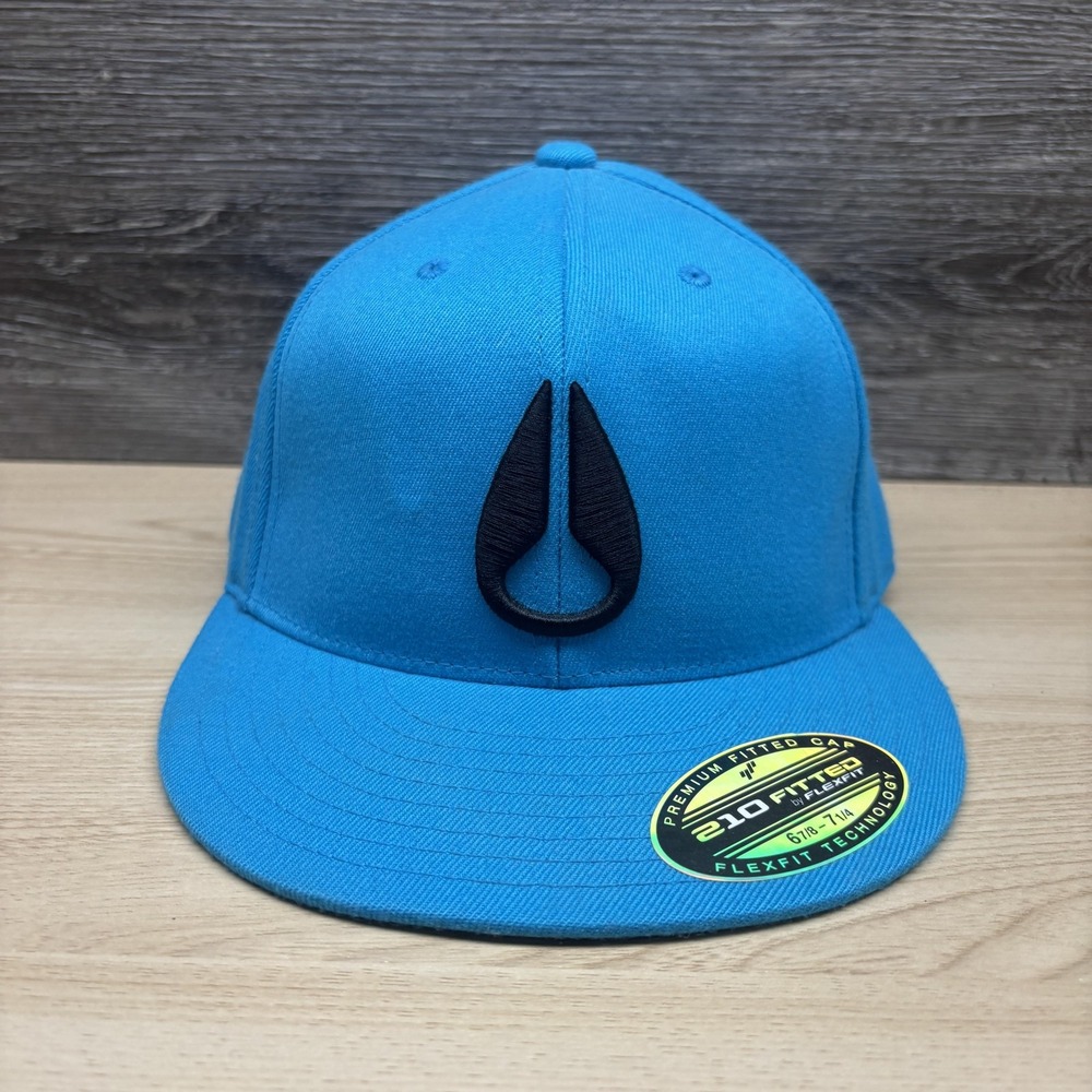 Nixon Hat Cap Fitted Mens Small Blue 210 Flexfit Logo Skate Surf Streetwear